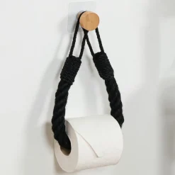 Dérouleur de papier - porte serviette adhésif Easy Chic Corde Noir