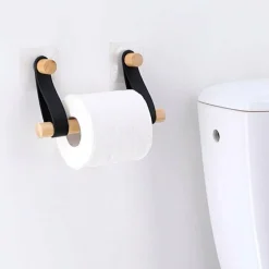 Dérouleur de papier toilette adhésif easy Chic simili cuir Noir