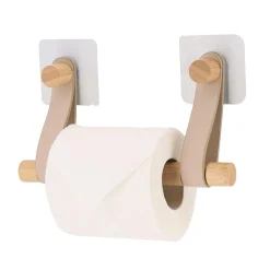 Dérouleur de papier toilette adhésif easy Chic simili cuir Beige