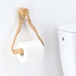 Dérouleur de papier toilette adhésif bambou et corde Easy Chic Naturel