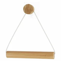 Dérouleur de papier toilette adhésif métal et bambou Easy Chic Blanc