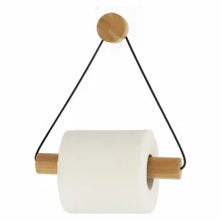 Dérouleur de papier toilette adhésif métal et bambou Easy Chic Noir