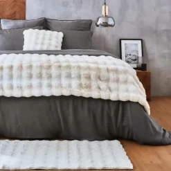 Edredon fausse fourrure (90 x 220 cm) Toronto Ivoire