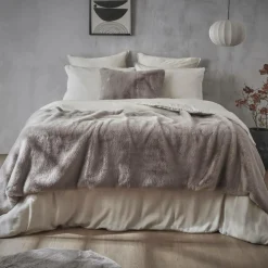 Edredon fausse fourrure (90 x 220 cm) Finn Taupe