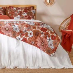 Edredon gaze de coton (90 x 200 cm) Gaïa azalée Terracotta