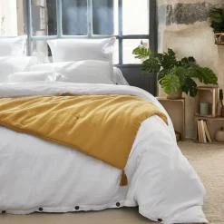 Edredon gaze de coton (150 x 150 cm) Gaïa Jaune safran