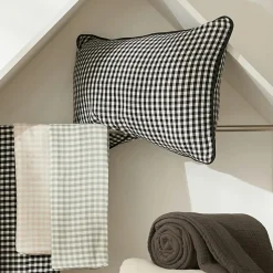 Edredon gaze de coton (90 x 200 cm) Gaïa vichy Vert eucalyptus