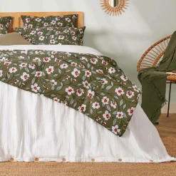 Edredon gaze de coton (90 x 200 cm) Gaïa marguerite Vert romarin
