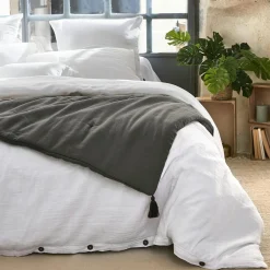 Edredon gaze de coton (150 x 150 cm) Gaïa Gris granit