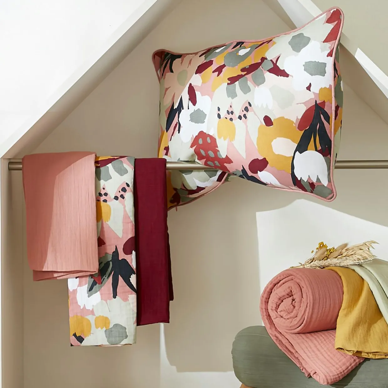 Edredon gaze de coton (90 x 200 cm) Azel Multicolore