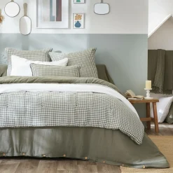 Edredon gaze de coton (90 x 200 cm) Gaïa vichy Vert romarin