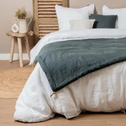 Edredon lin lavé (90 x 200 cm) Louise Gris ardoise