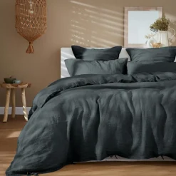 Edredon lin lavé (90 x 200 cm) Louise Gris ardoise