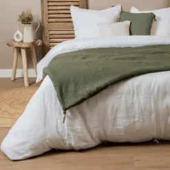 Edredon lin lavé (90 x 200 cm) Louise Vert romarin