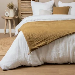 Edredon lin lavé (90 x 200 cm) Louise Caramel