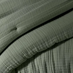 Edredon quadruple gaze de coton (90 x 220 cm) Victoria x Gaïa Vert romarin