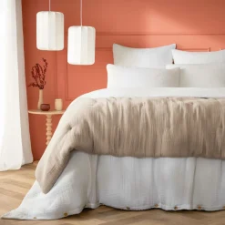 Edredon quadruple gaze de coton (90 x 220 cm) Victoria x Gaïa Ficelle