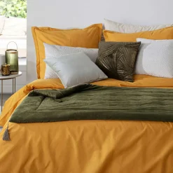 Edredon velours (80 x 180 cm) Sonia Vert kaki