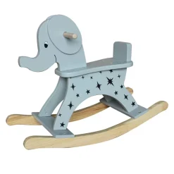Elephant à bascule bois (H53 cm) Stars Gris