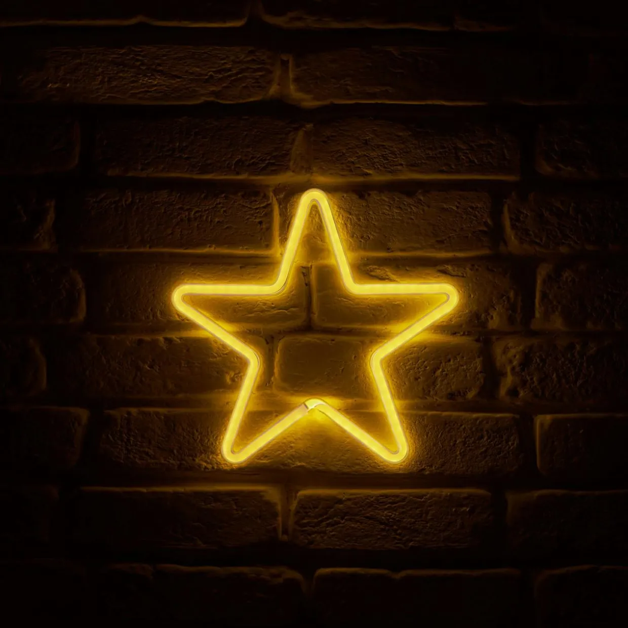 Enseigne lumineuse néon à piles (H26,8 cm) Étoile Jaune