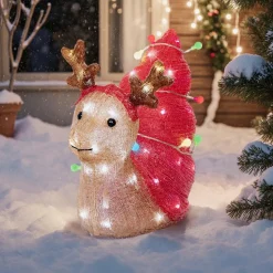 Escargot de Noël lumineux 70 LED (34 cm) Bruno Rouge et blanc froid