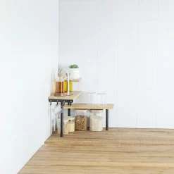 Etagère d'angle bambou 3 niveaux (H38 cm) Ada Noire