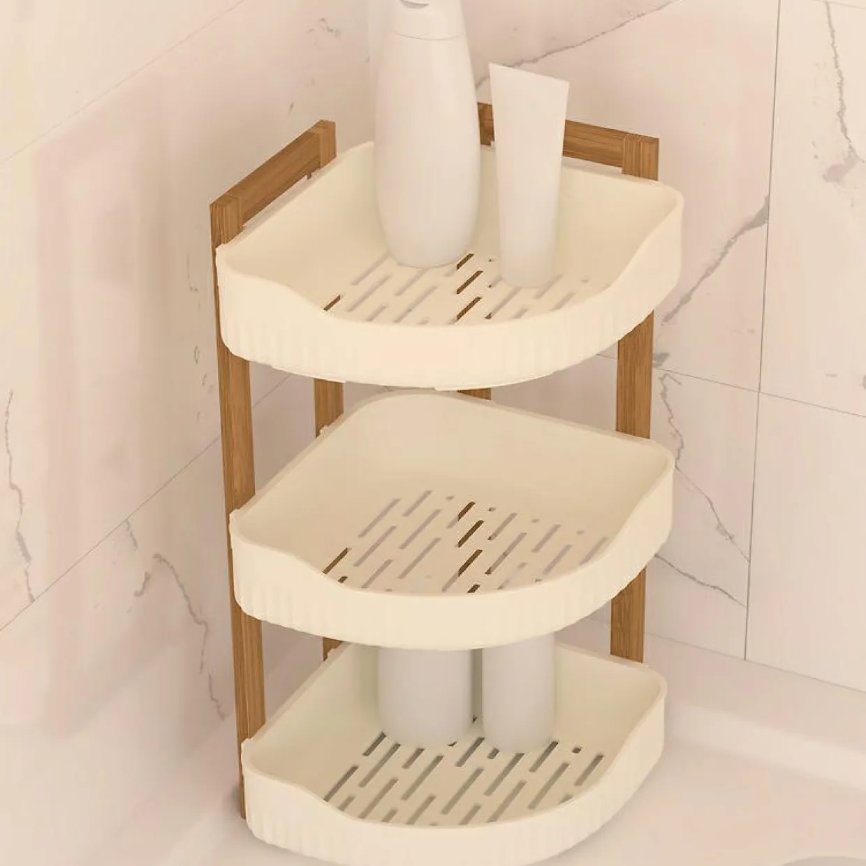 Etagère d'angle salle de bain 3 niveaux (H45 cm) Natureo Blanc