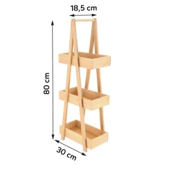 Etagère en bois 3 niveaux (H80 cm) Pyramide Naturel