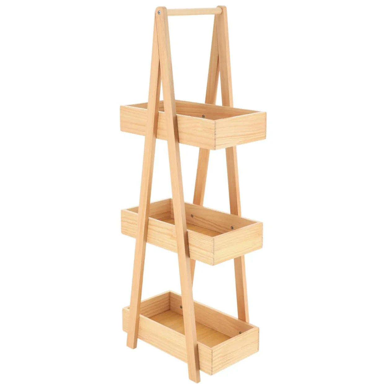 Etagère en bois 3 niveaux (H80 cm) Pyramide Naturel