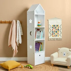 Etagère enfant bois 4 niveaux (H154 cm) Stars Blanc