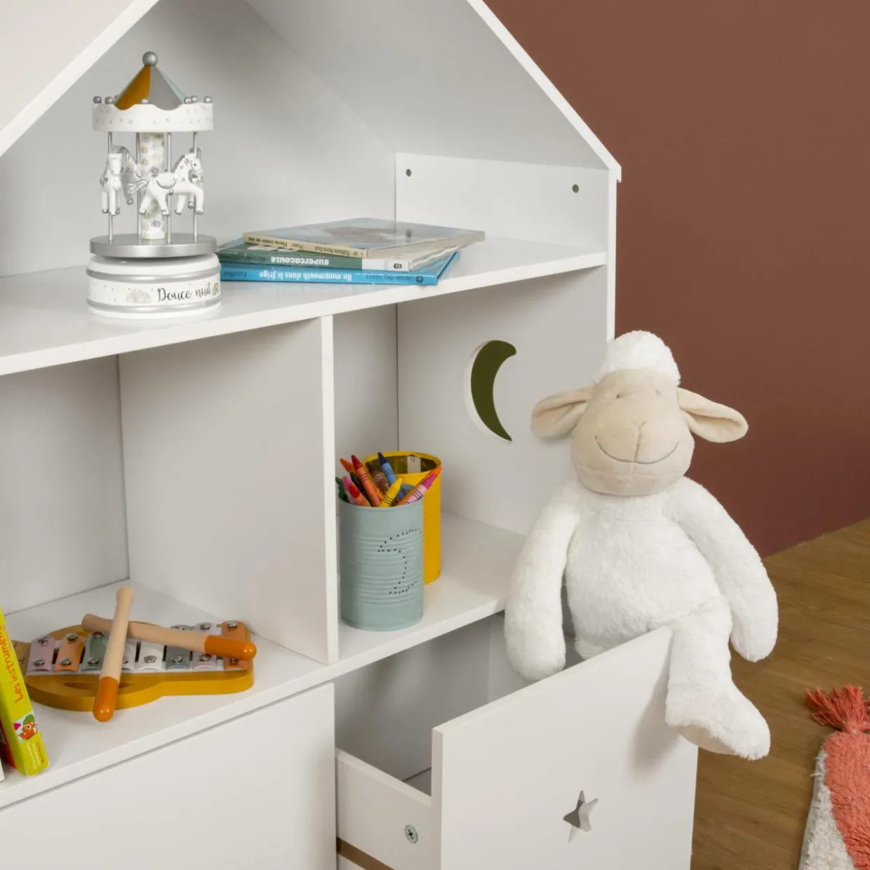 Etagère enfant bois 3 niveaux (H97 cm) Stars Blanc