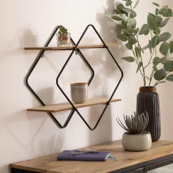 Etagère murale 2 niveaux (H48 cm) Nena Noir