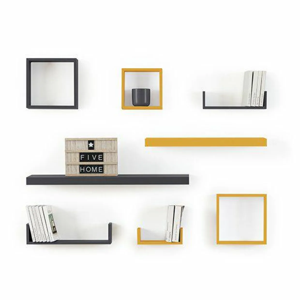 Etagère murale en bois (80 cm) Fixy Gris chêne