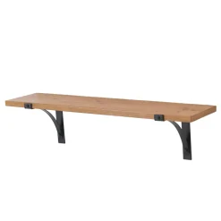 Etagère murale en bois et métal (60 cm) Factory Noir et naturel