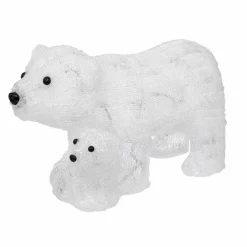 Famille d'ours polaire solaire 60 LED (H25 cm) Blanc froid
