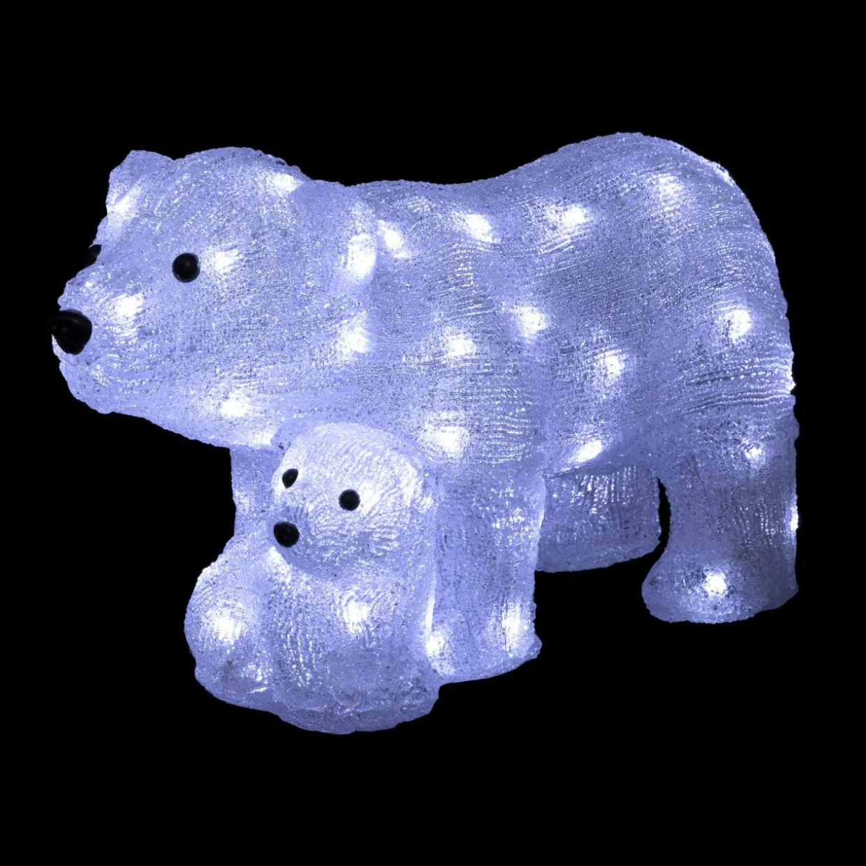 Famille d'ours polaire solaire 60 LED (H25 cm) Blanc froid