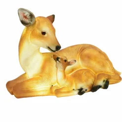 Famille Faon lumineux fibre de verre 8 LED (H32 cm) Blanc chaud