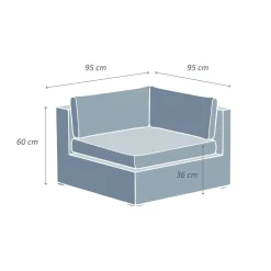 Fauteuil d'angle de jardin en résine tressée Palma Gris et beige