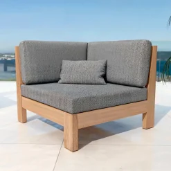 Fauteuil d'angle de jardin bois d'acacia Bornéo Gris anthracite