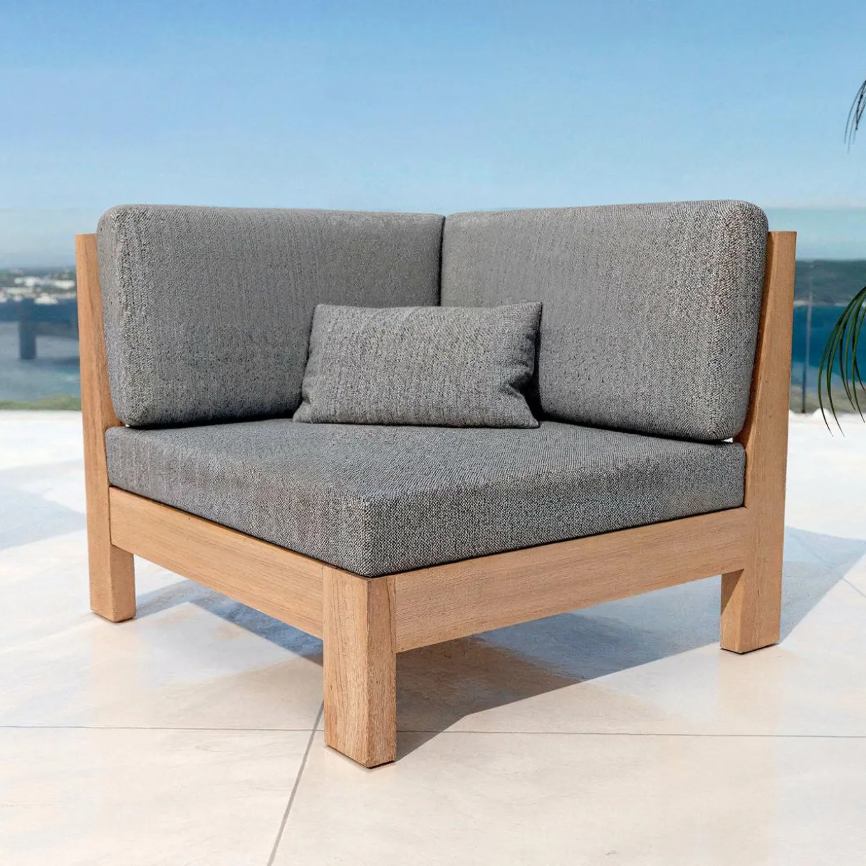 Fauteuil d'angle de jardin bois d'acacia Bornéo Gris anthracite