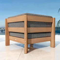 Fauteuil d'angle de jardin bois d'acacia Bornéo Gris anthracite