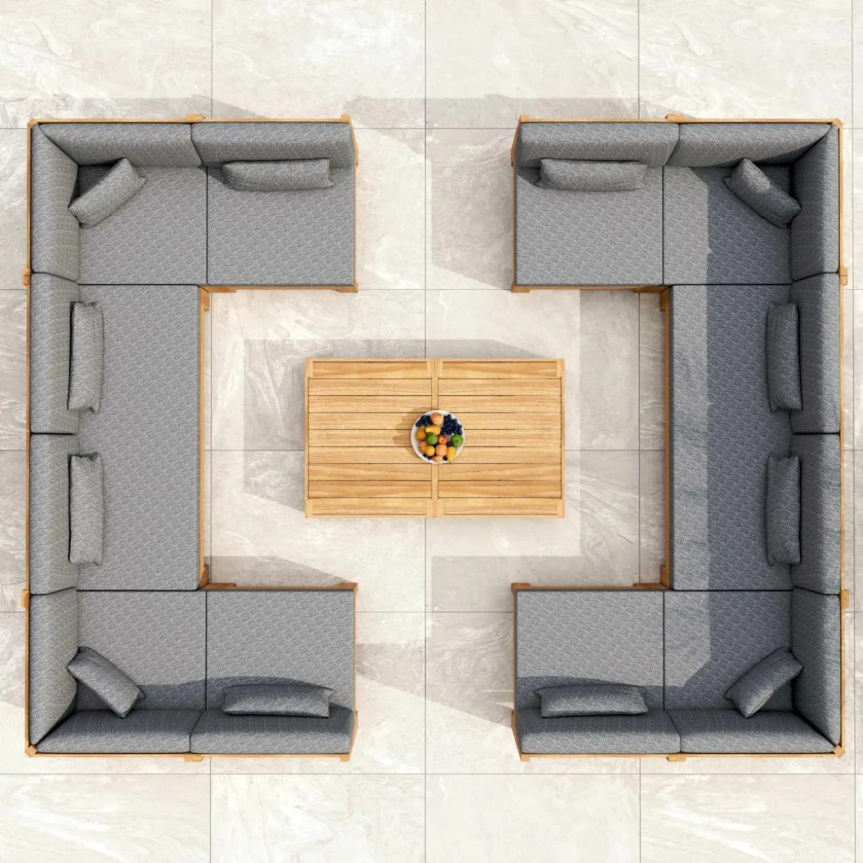 Fauteuil d'angle de jardin bois d'acacia Bornéo Gris anthracite