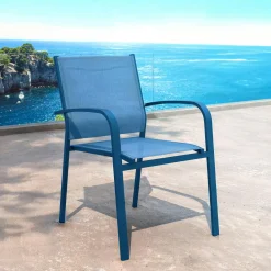 Fauteuil de jardin aluminium empilable Murano Bleu pétrole