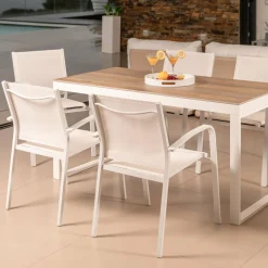 Fauteuil de jardin aluminium empilable Murano Blanc