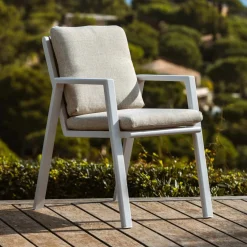 Fauteuil de jardin aluminium Long Beach Blanc cendré