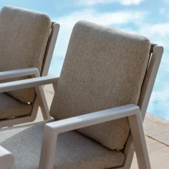 Fauteuil de jardin aluminium Long Beach Blanc cendré