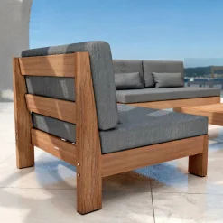 Fauteuil de jardin bois d'acacia Bornéo Gris anthracite