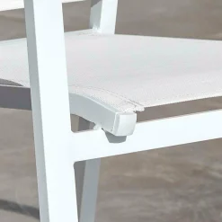 Fauteuil de jardin dossier haut aluminium empilable Murano Blanc