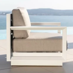 Fauteuil de jardin détente en aluminium Elba Blanc et taupe