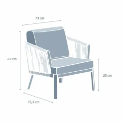 Fauteuil de jardin détente en aluminium Amalfi Gris anthracite